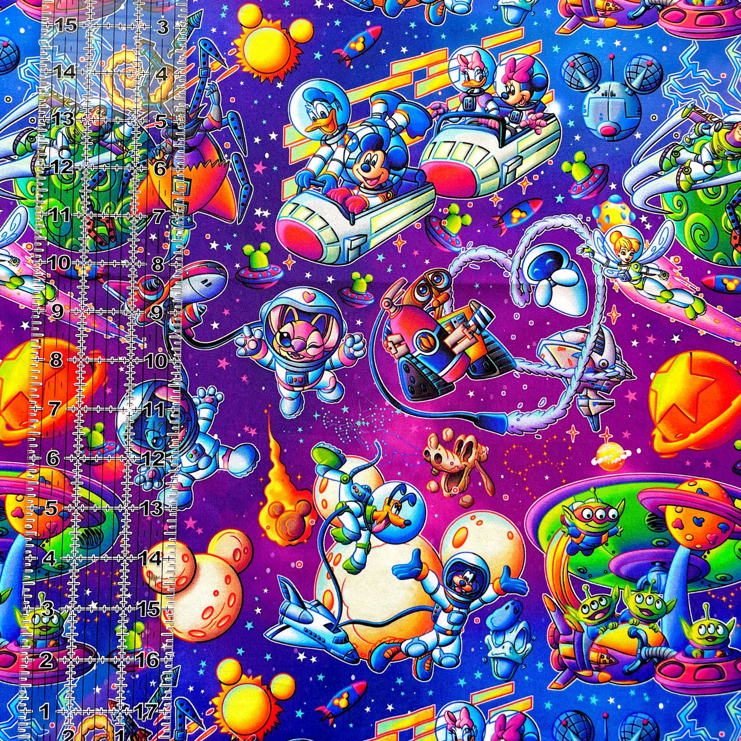 9x14 Tumbler Cut, Custom Fabric, CW Cotton Woven, High Quality, Mask Cut, Tumbler Fabric, Disney Space Adventure, Purple