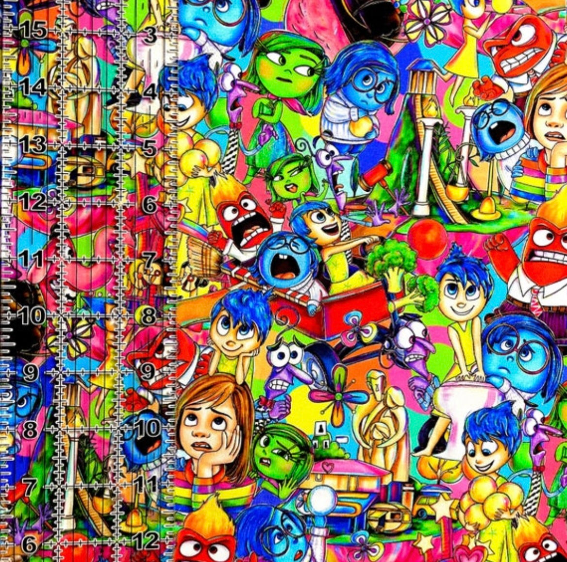 9x14 Tumbler Cut, Custom Fabric, CottonSpandex, High Quality, Mask Cut, Tumbler Fabric, Disney Cartoons, Characters, Emotion, Feelings Stack