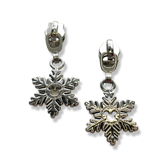 Zipper Pull, Mouse Snowflake, Silver