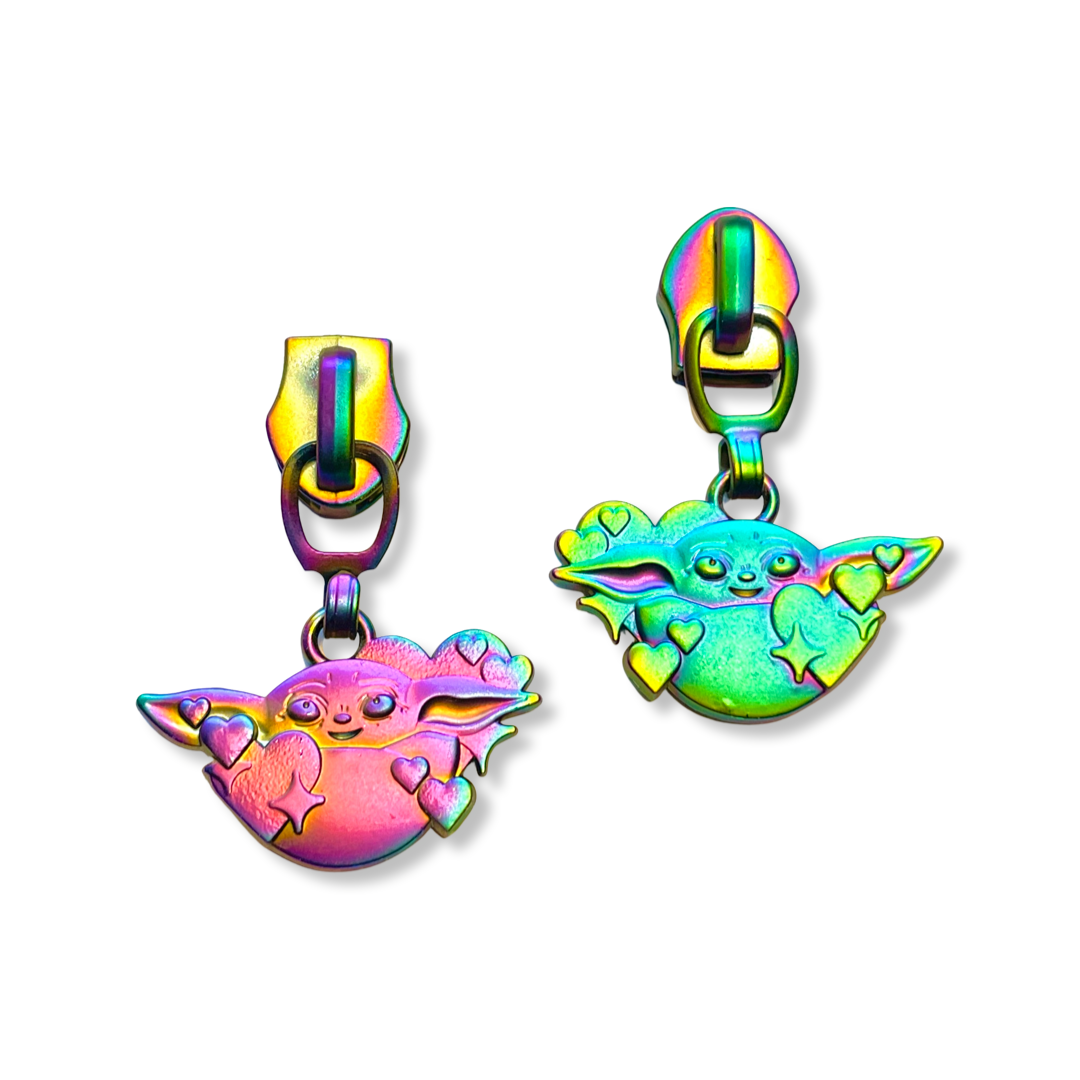 Zipper Pull, Heart Child, Rainbow Matte