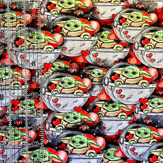 9x14 Tumbler Cut, Custom Fabric, CottonSpandex, High Quality, Mask Cut, Tumbler Fabric, Valentines, Love, Vday, Yoda One for Me