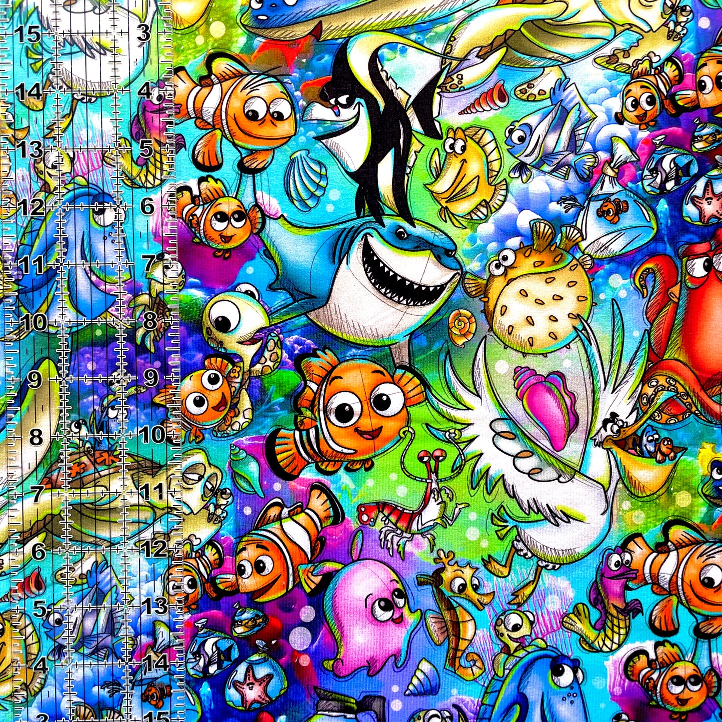 9x14 Tumbler Cut, Custom Fabric, CottonSpandex, High Quality, Mask Cut, Tumbler Fabric, Disney, Nemo and Friends, Fish Friends, Summer, Dory, New OSP Large