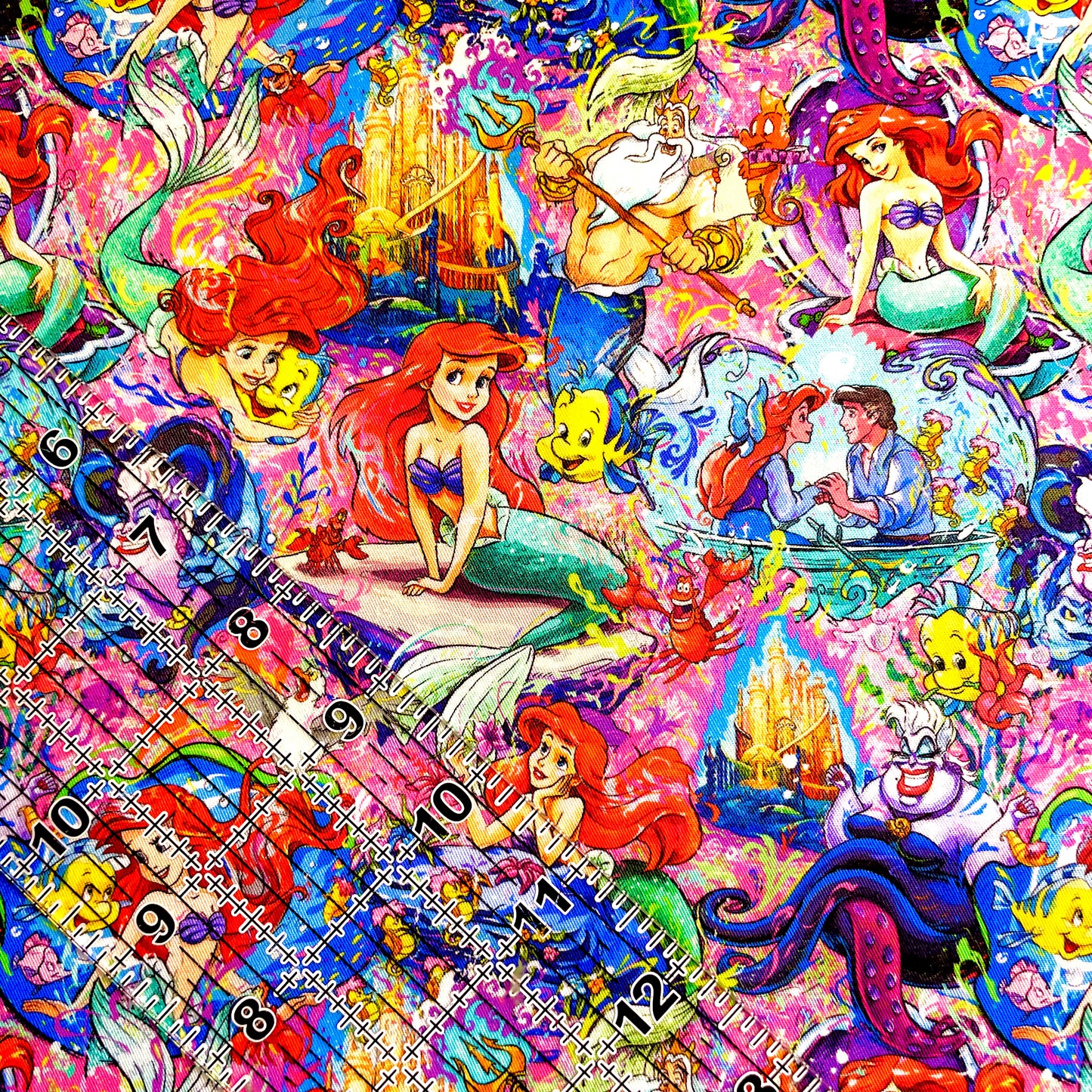 9x14 Tumbler Cut, Custom Fabric, CW Cotton Woven, High Quality, Mask Cut, Tumbler Fabric, Mermaid, Artistic Ariel, Small Scale