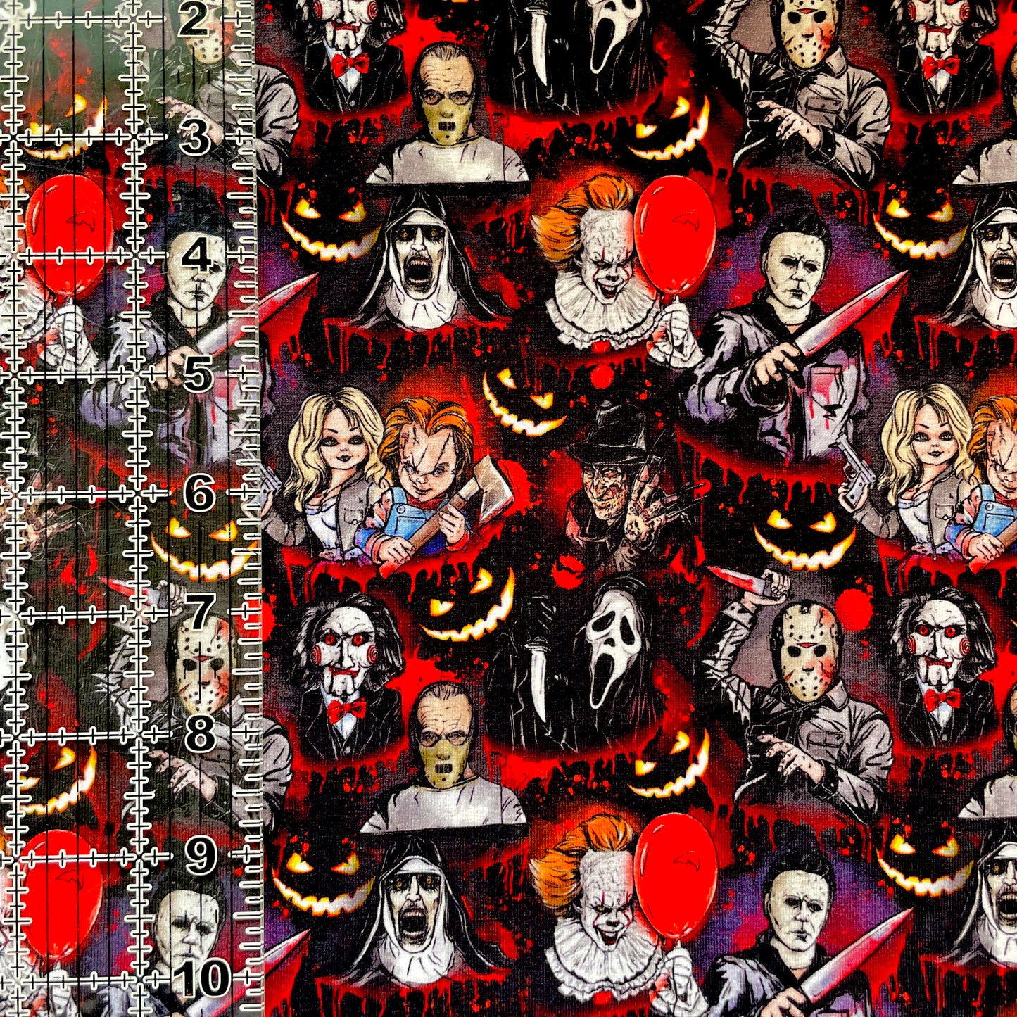 9x14 Tumbler Cut, Custom Fabric, CottonSpandex, High Quality, Mask Cut, Tumbler Fabric, Horror, Killers, Bloody Drip