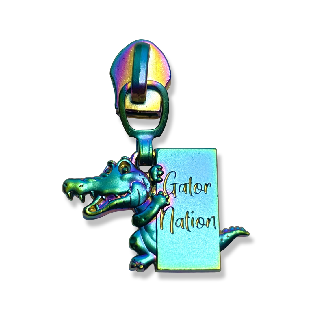 Zipper Pull, Gator Nation, Rainbow Matte