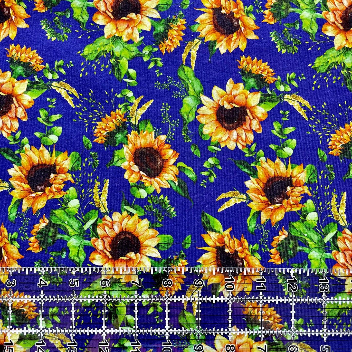 9x14 Tumbler Cut, Custom Fabric, CottonSpandex, High Quality, Mask Cut, Tumbler Cut, Floral, Navy, Sunflowers