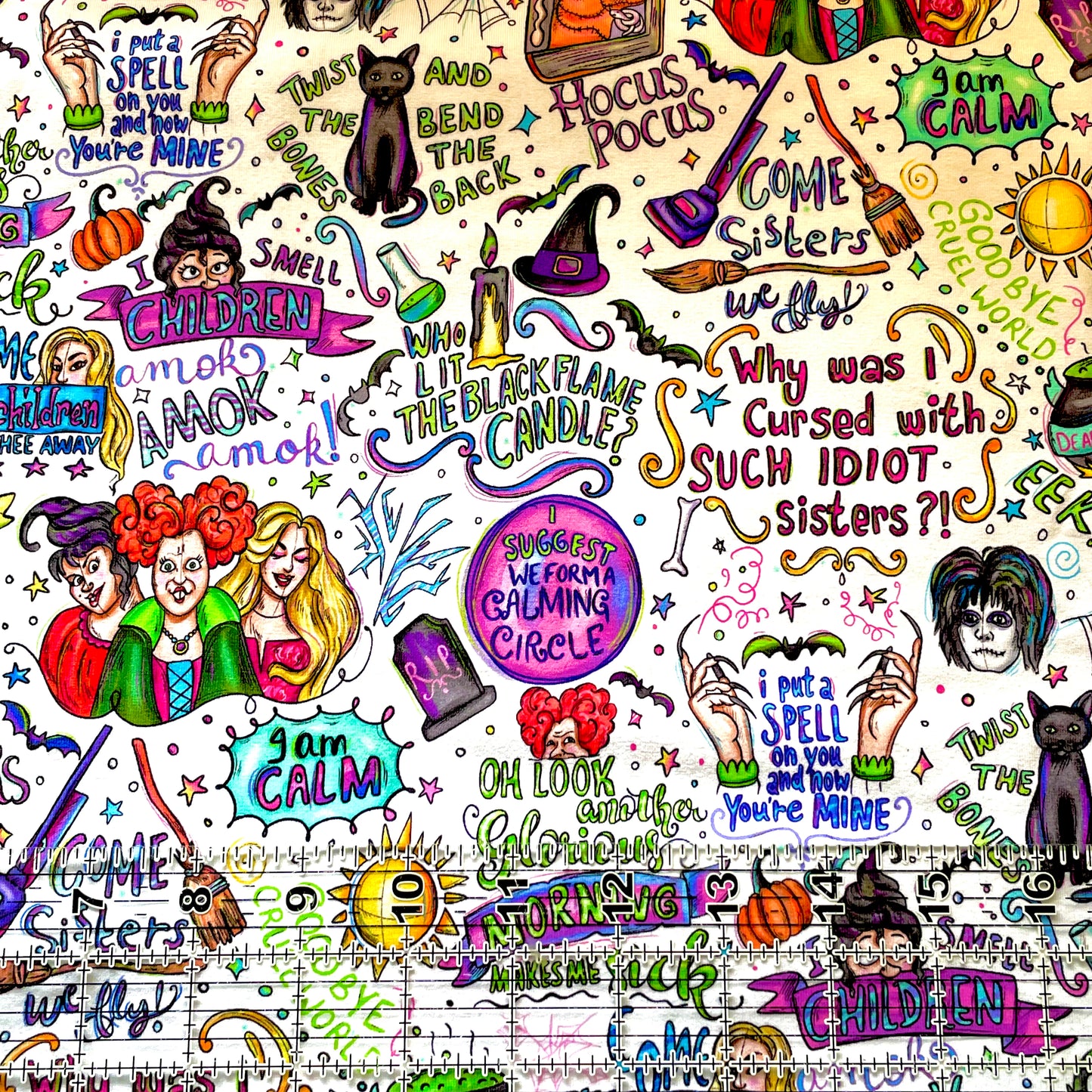 9x14 Tumbler Cut, Custom Fabric, CottonSpandex, High Quality, Mask Cut, Tumbler Fabric, Hocus Doodles, Quotes, White