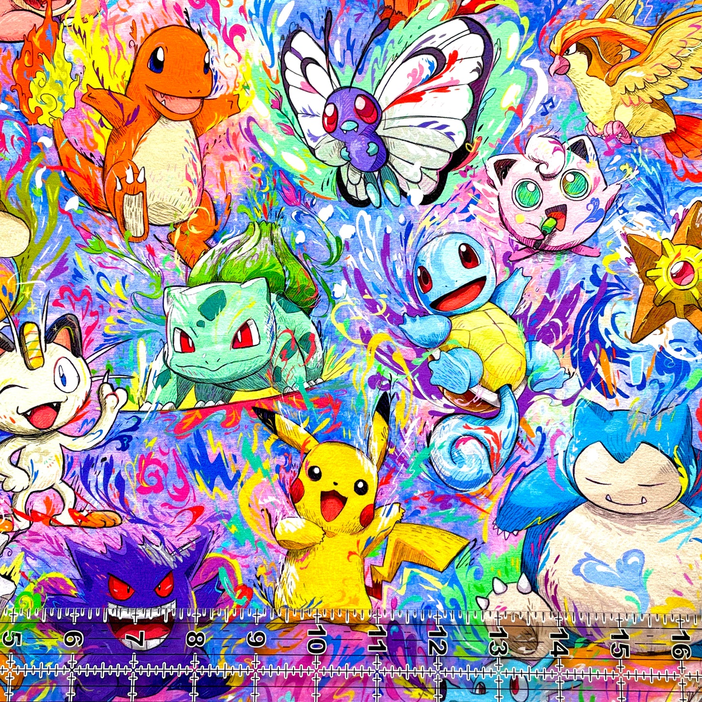 9x14 Tumbler Cut, Custom Fabric, CottonSpandex, High Quality, Mask Cut, Tumbler Fabric, Gamer, Pika, Artistic Poke Friends