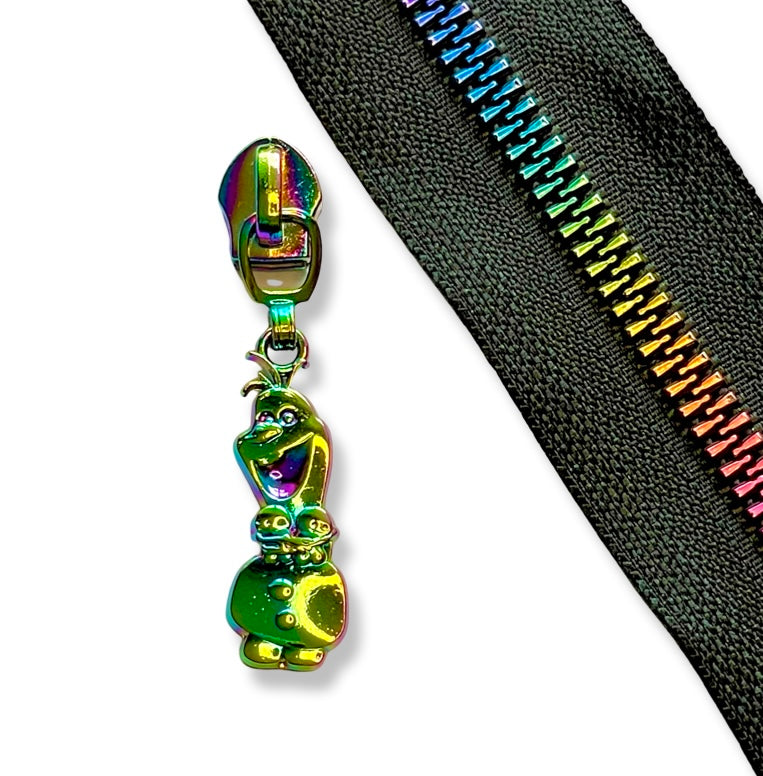 Zipper Pull, Frozen, Olaf, Snowman, Rainbow