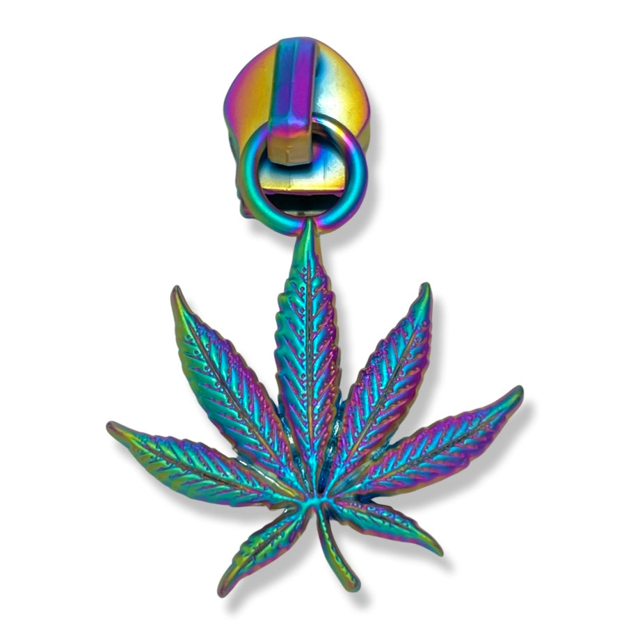 Zipper Pull, Weed, Pot Leaf, Marijuana, Rainbow Matte