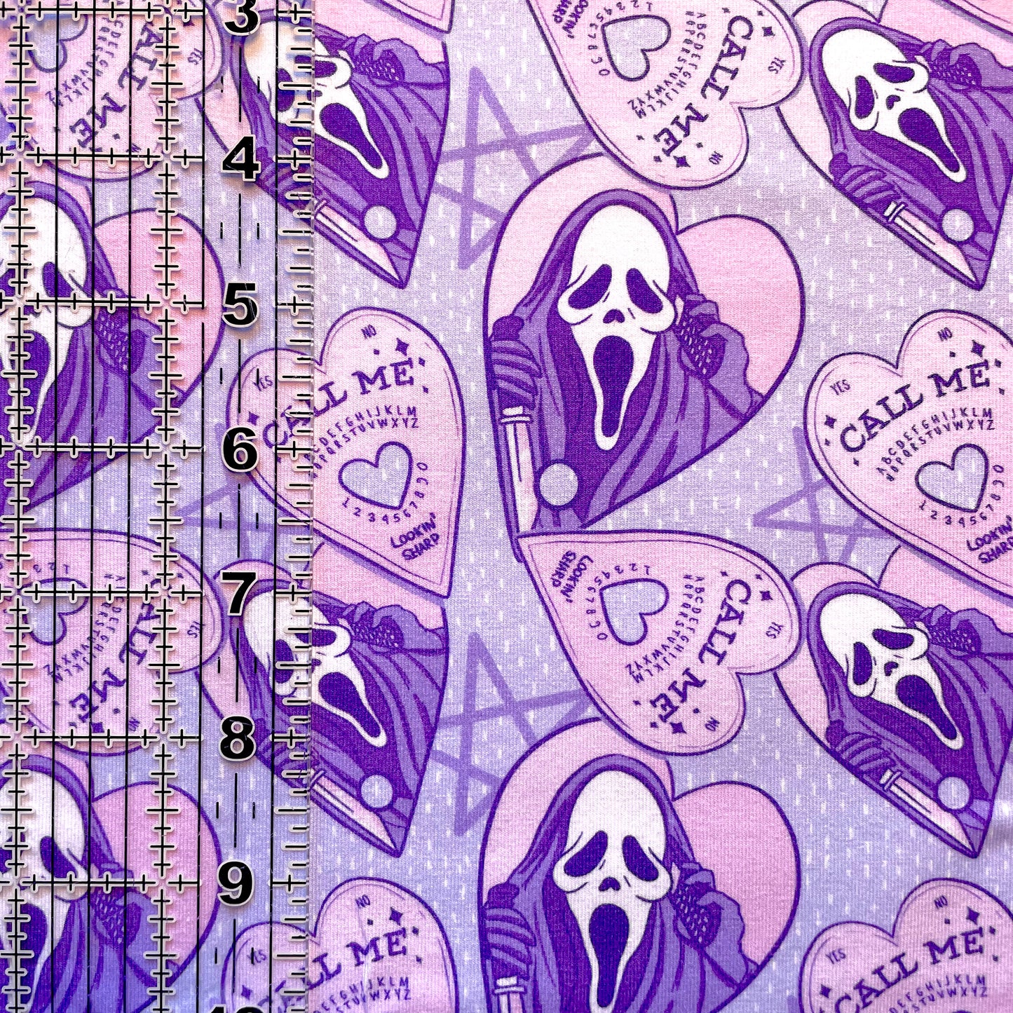 9x14 Tumbler Cut, Custom Fabric, CottonSpandex, High Quality, Halloween, Mask Cut, Killers, Tumbler Fabric, Horror, Scream Ouija, Lavender