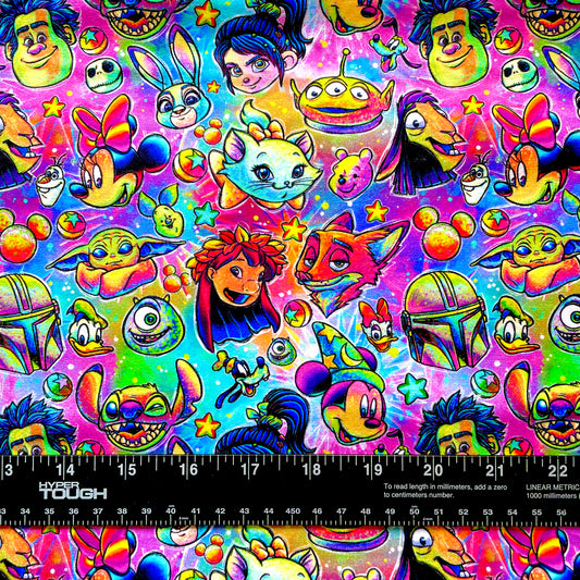Half Yard, Bright Toon Faces, Rainbow, Cotton Spandex