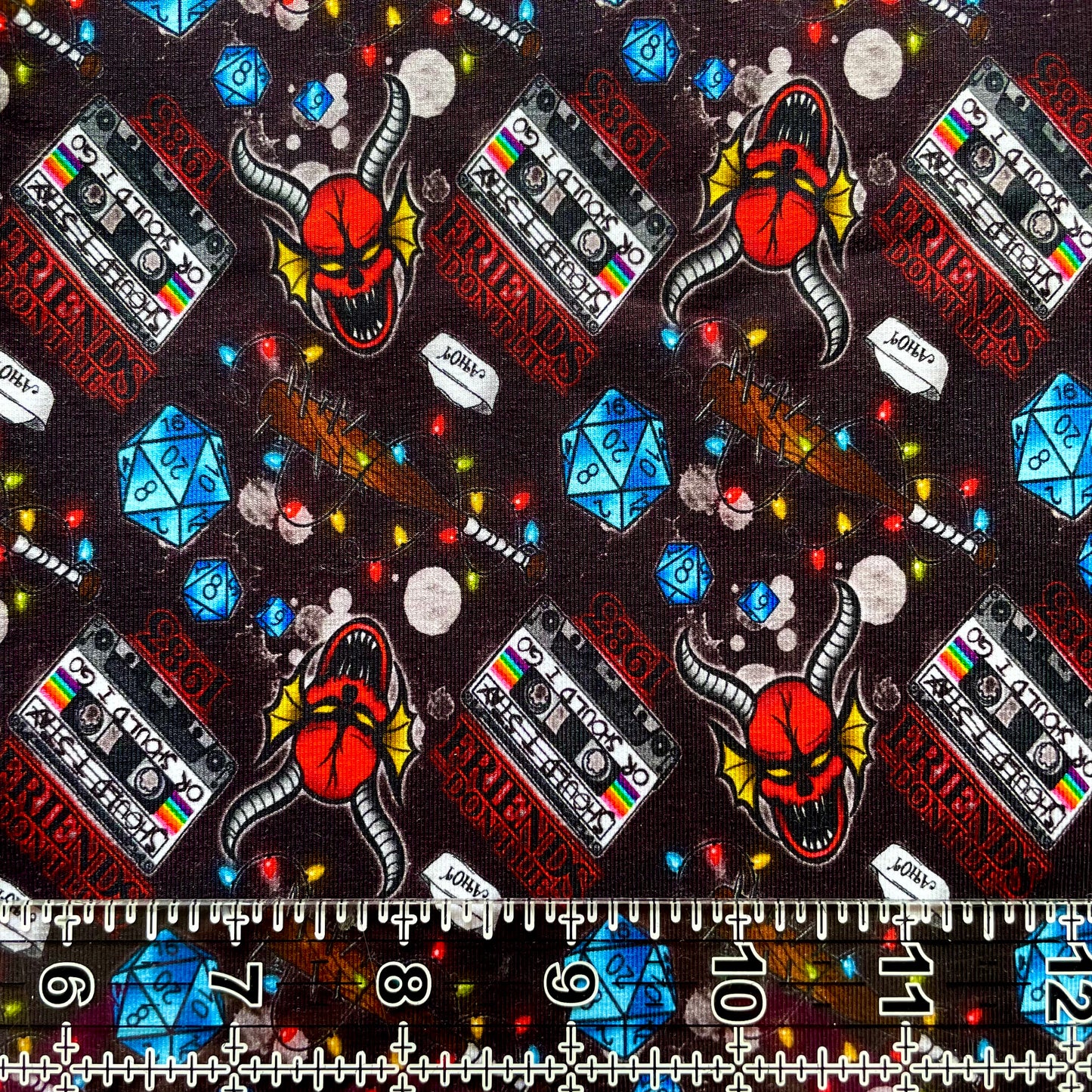 9x14 Tumbler Cut, Custom Fabric, CottonSpandex, High Quality, Halloween, Mask Cut, Tumbler Fabric, Strange Friends, Hellfire