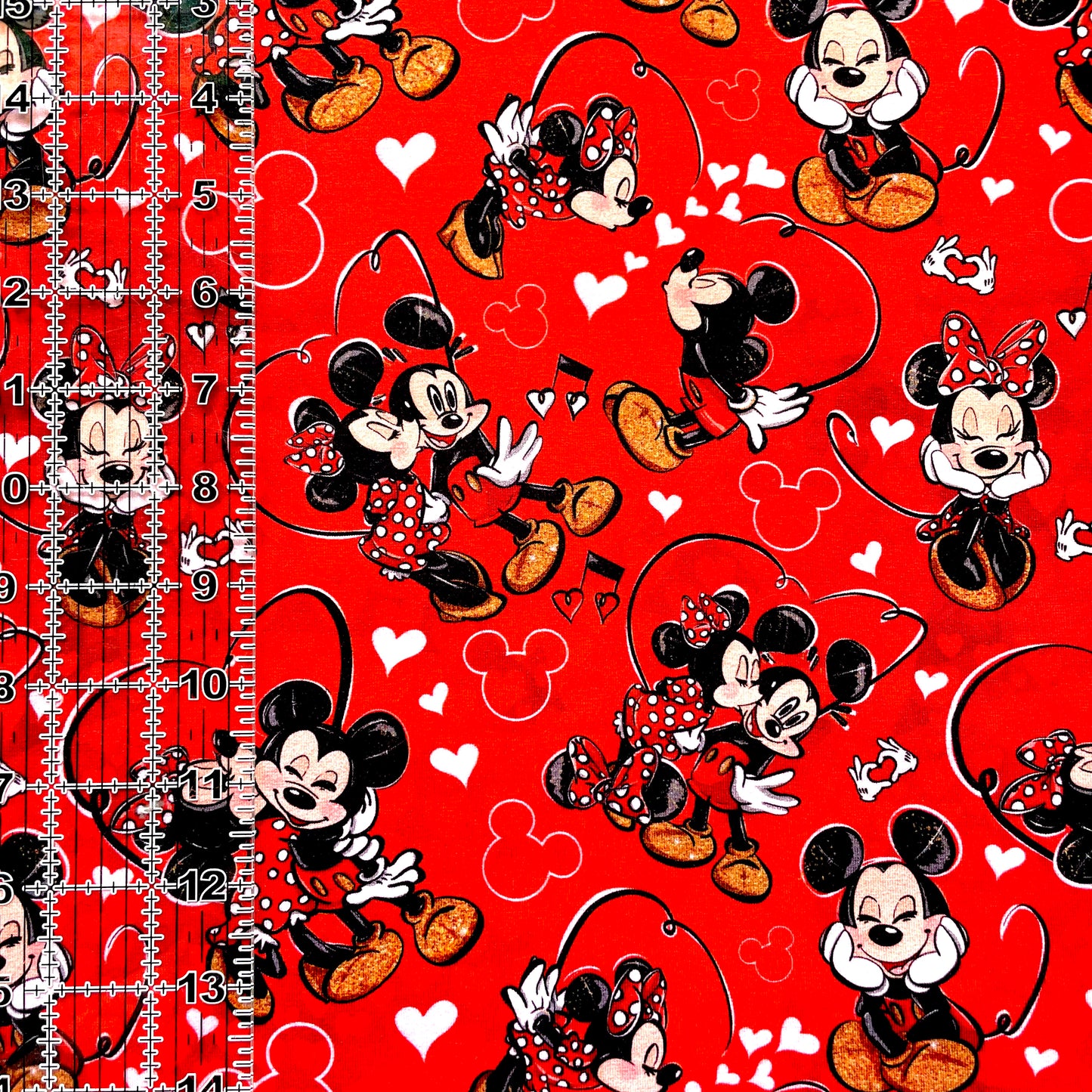 9x14 Tumbler Cut, Custom Fabric, CottonSpandex, High Quality, Mask Cut, Tumbler Fabric, Red, Mickey and Minnie, Love, Whimsical