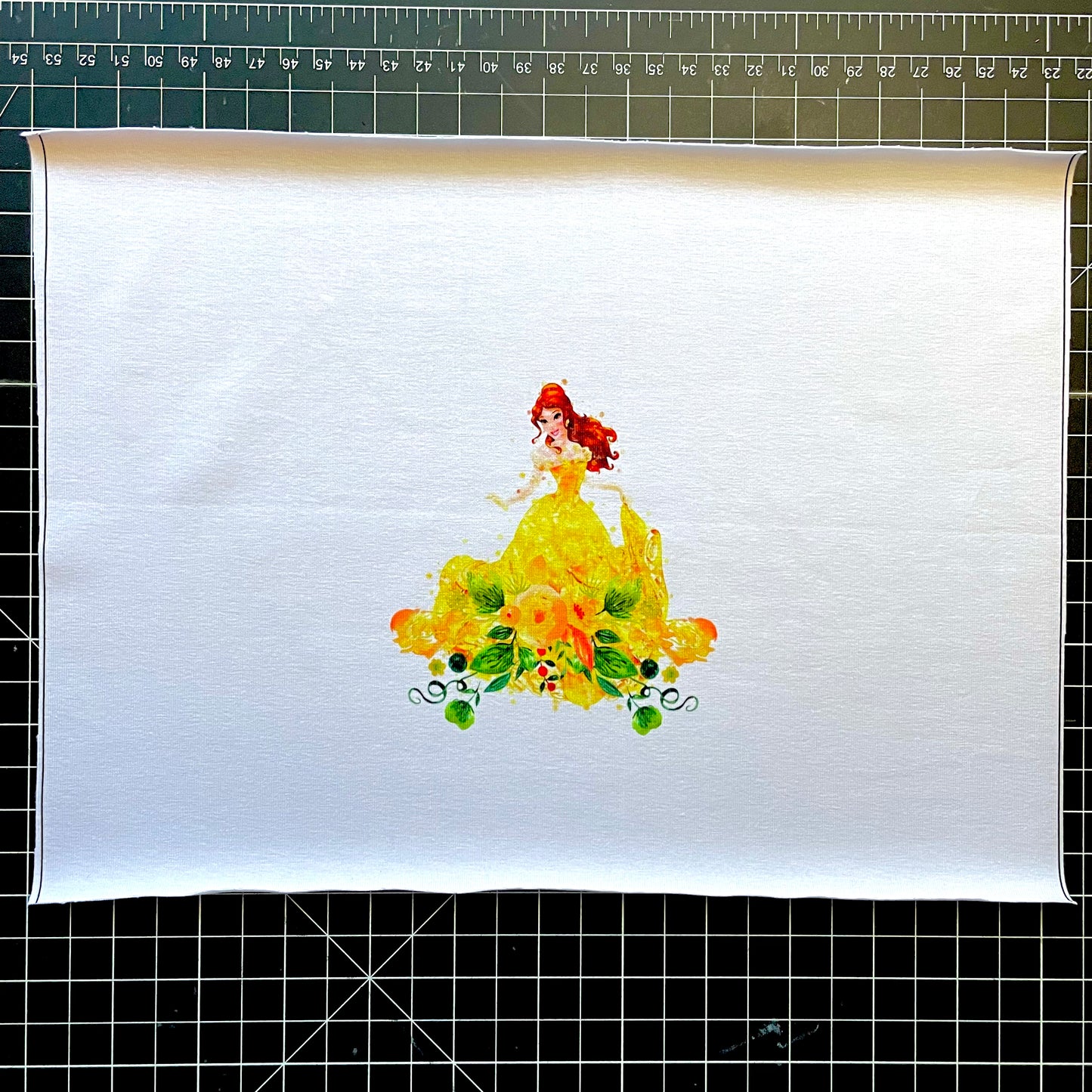 **9x12** Tumbler Cut, Custom Fabric, CottonSpandex, High Quality, Princess, Belle, White, Precut