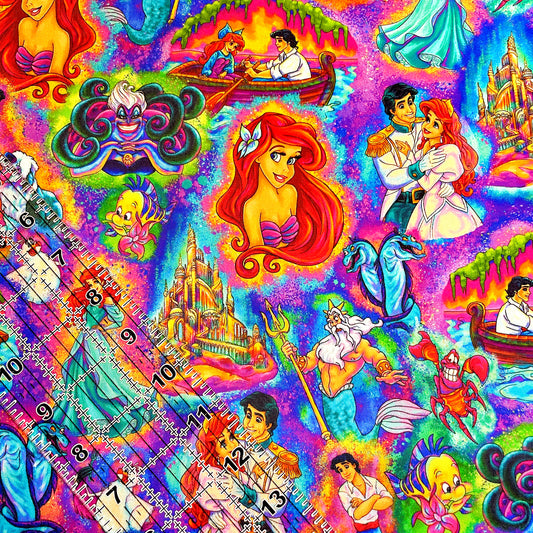 9x14 Tumbler Cut, Custom Fabric, CW Cotton Woven, High Quality, Mask Cut, Tumbler Fabric, Mermaid, Neon Ariel