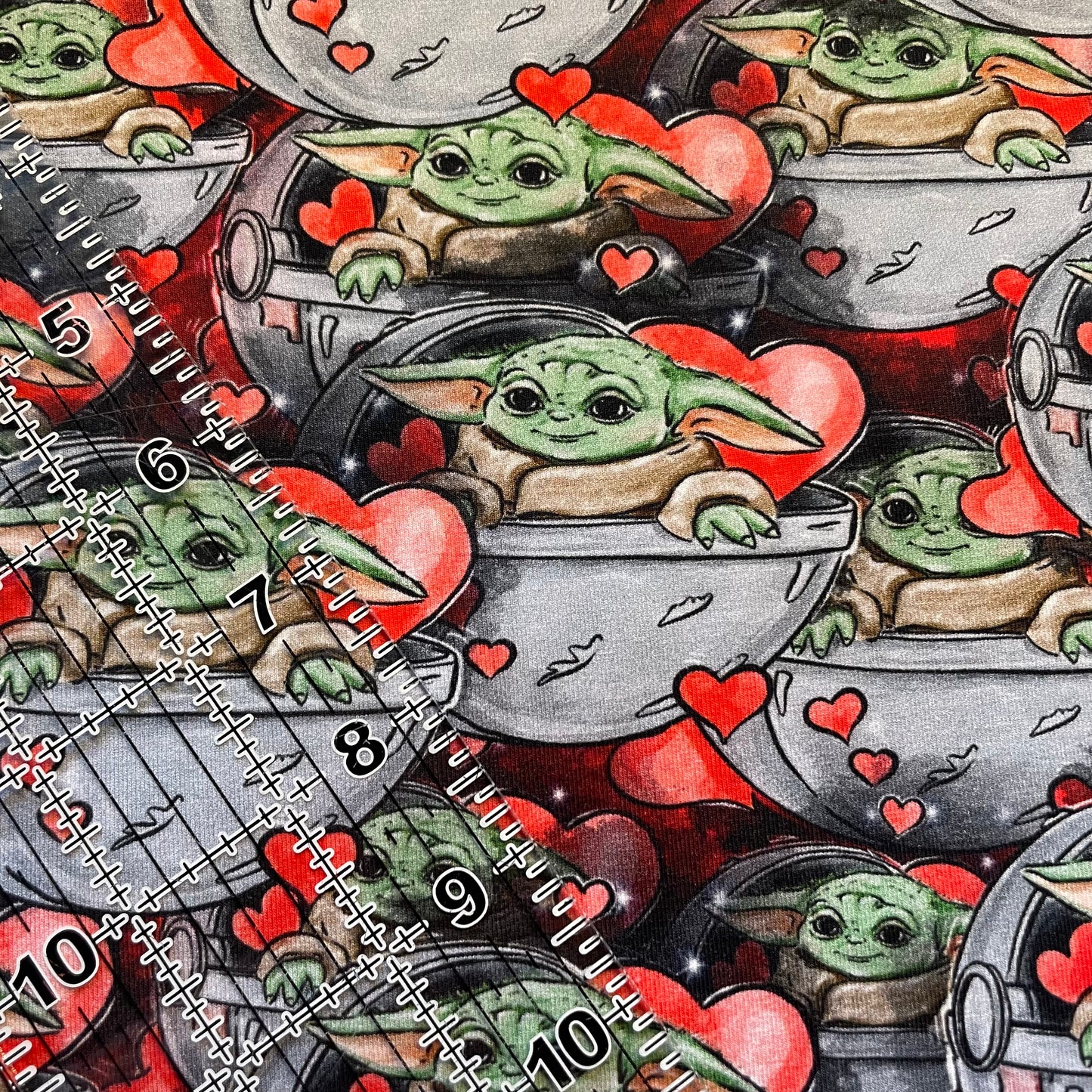 9x14 Tumbler Cut, Custom Fabric, CottonSpandex, High Quality, Mask Cut, Tumbler Fabric, Valentines, Love, Vday, Yoda One for Me