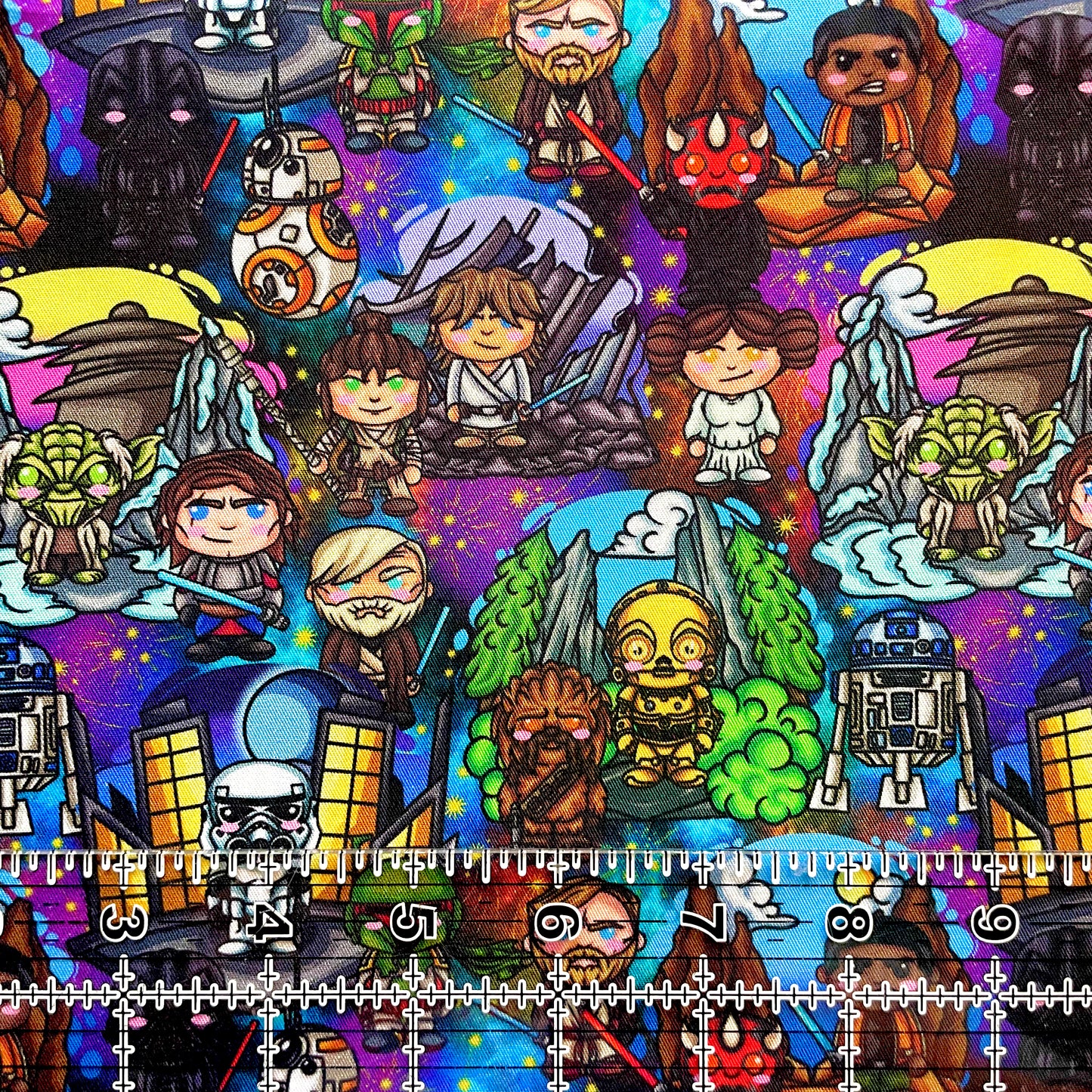 9x14 Tumbler Cut, Custom Fabric, CW Cotton Woven, High Quality, Mask Cut, Tumbler Fabric, Chibi, Star Wars, Cute, Toon, Cartoon, New