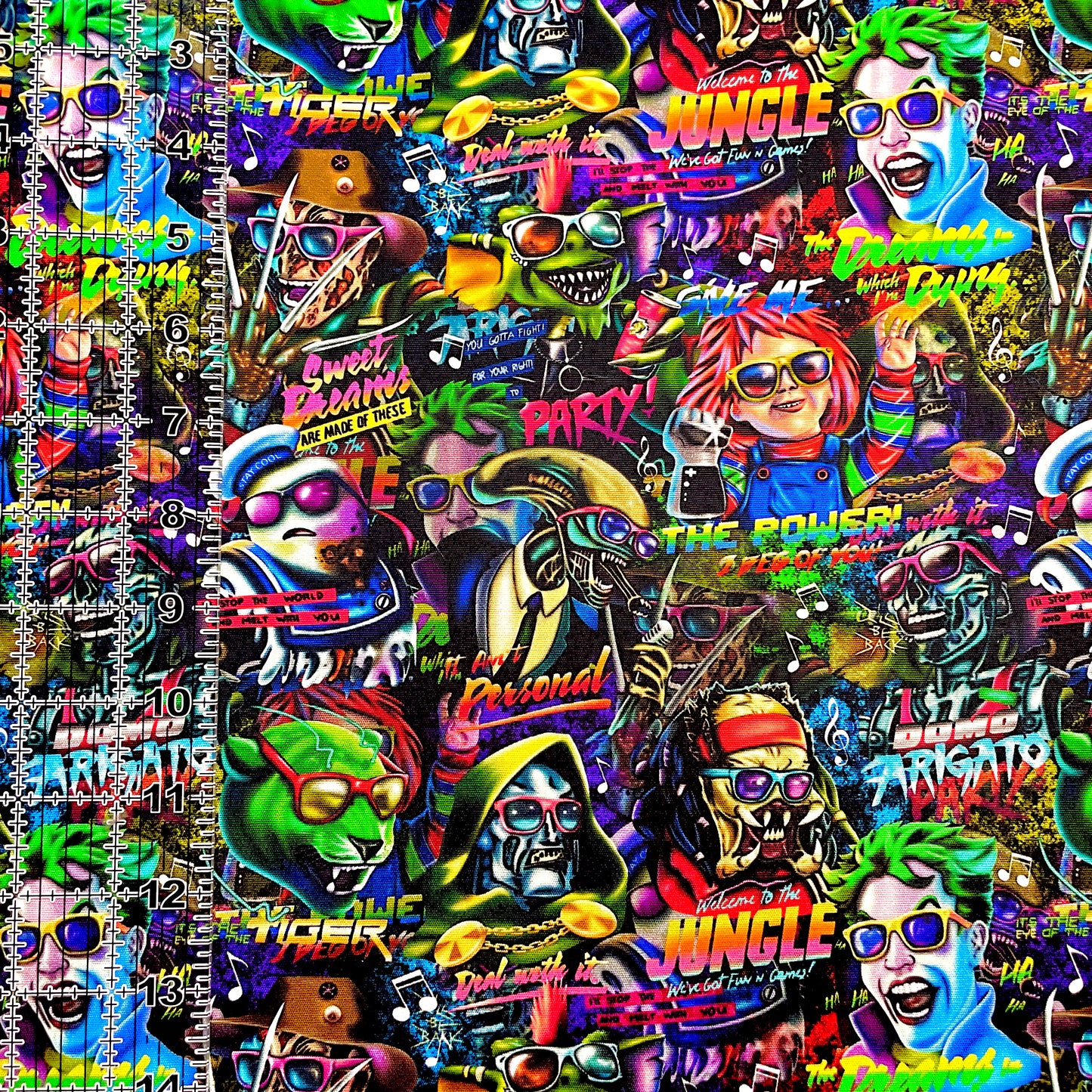9x14 Tumbler Cut, Custom Fabric, CW Cotton Woven, High Quality, Mask Cut, Tumbler Fabric, Horror, Neon, Retro Villains
