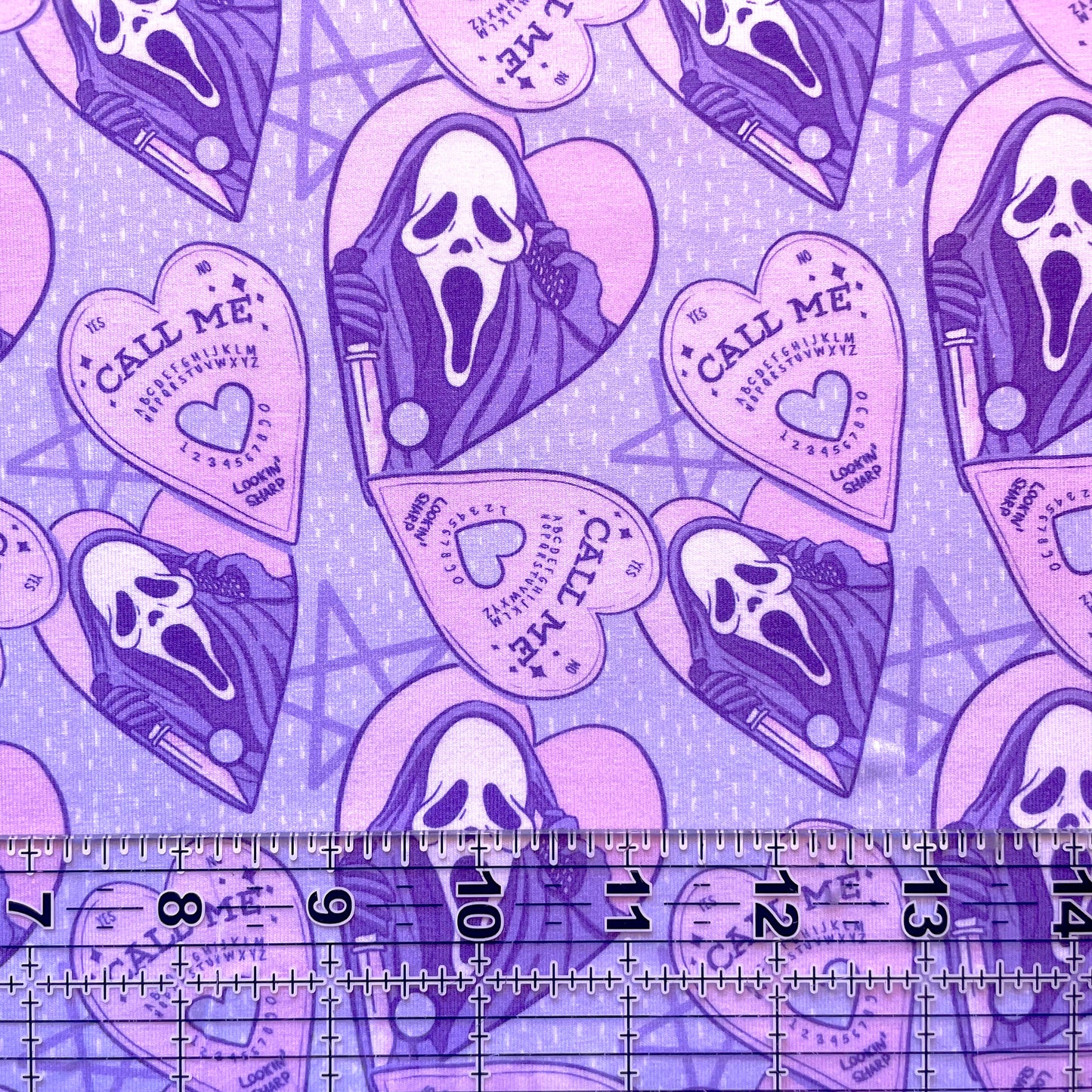 9x14 Tumbler Cut, Custom Fabric, CottonSpandex, High Quality, Halloween, Mask Cut, Killers, Tumbler Fabric, Horror, Scream Ouija, Lavender