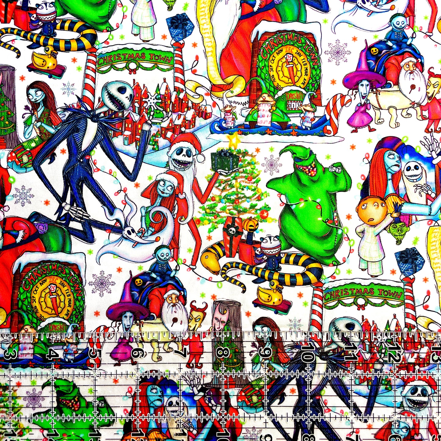 9x14 Tumbler Cut, Custom Fabric, CW Cotton Woven, High Quality, Mask Cut, Tumbler Fabric, Halloween, Nightmare, NBC, New, Christmas, White