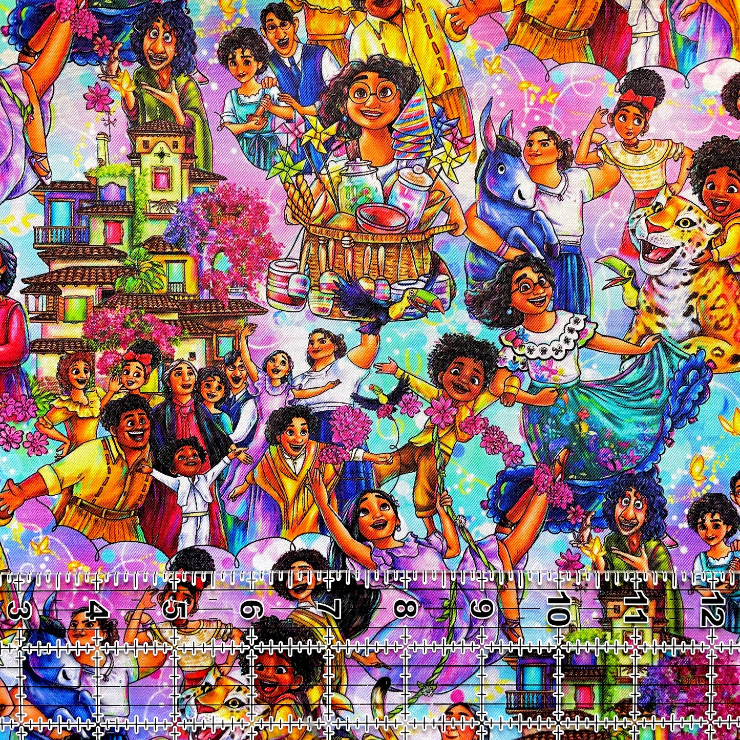 9x14 Tumbler Cut, Custom Fabric, CW Cotton Woven, High Quality, Mask Cut, Tumbler Cut, Movie, Enchanted, Family, Regular Scale