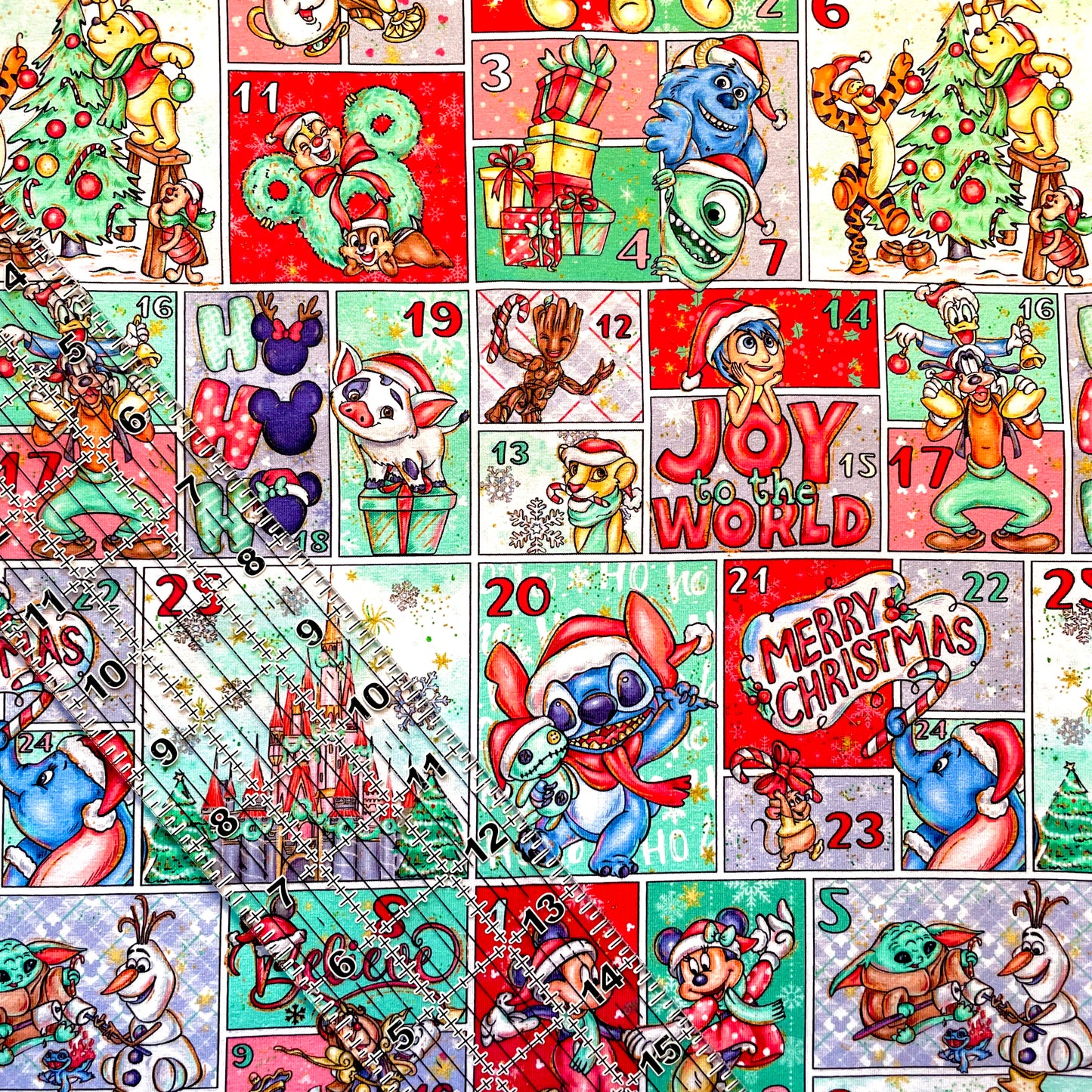 9x14 Tumbler Cut, Custom Fabric, CottonSpandex, High Quality, Mask Cut, Tumbler Fabric, Christmas, Xmas, Advent Calendar