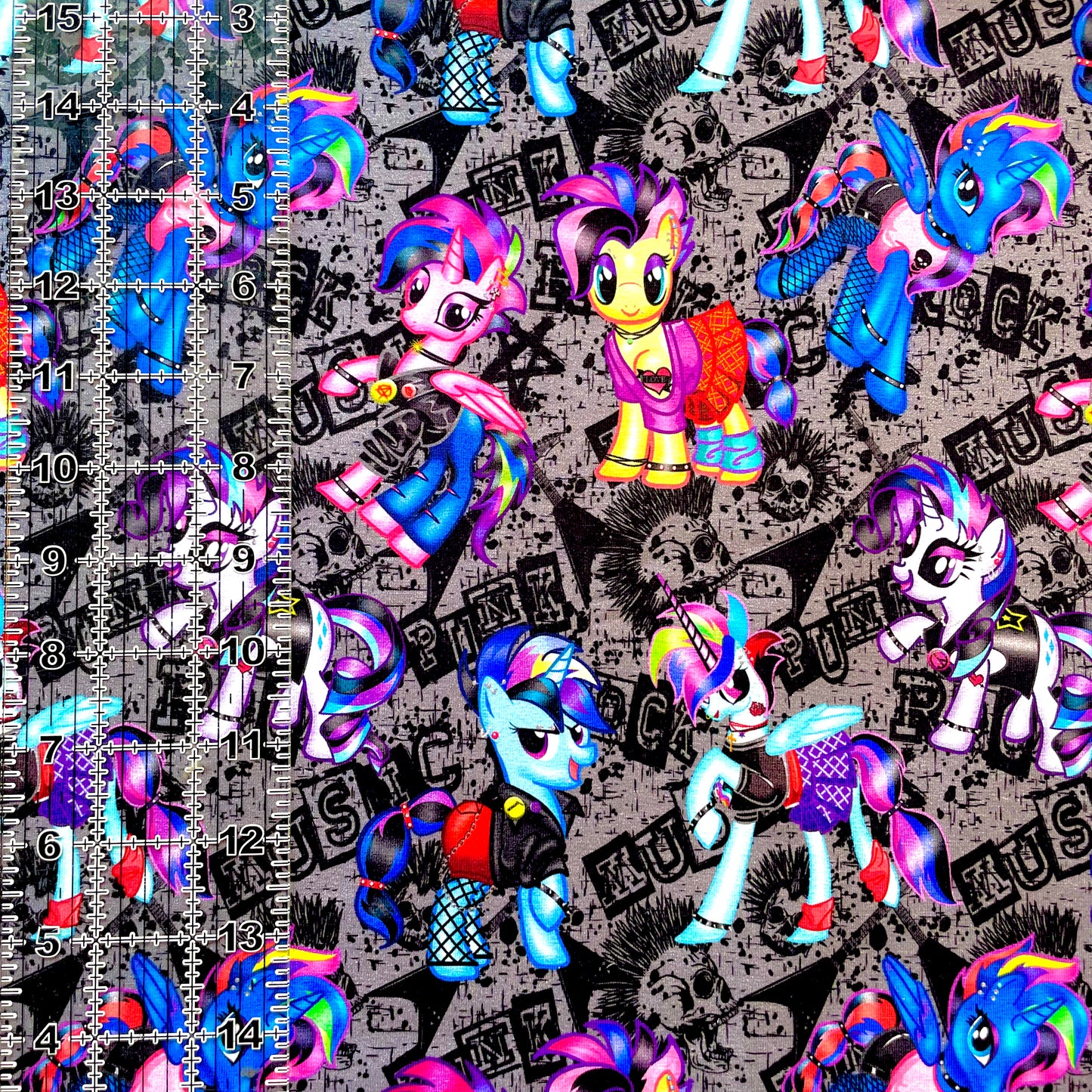 9x14 Tumbler Cut, Custom Fabric, CottonSpandex, High Quality, Mask Cut, Tumbler Fabric, Rainbow, Bright, Punk Ponies
