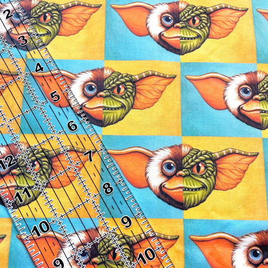 9x14 Tumbler Cut, Custom Fabric, CW Cotton Woven, High Quality, Mask Cut, Tumbler Fabric, Halloween, Gremlin, Blocks, Two-Faced