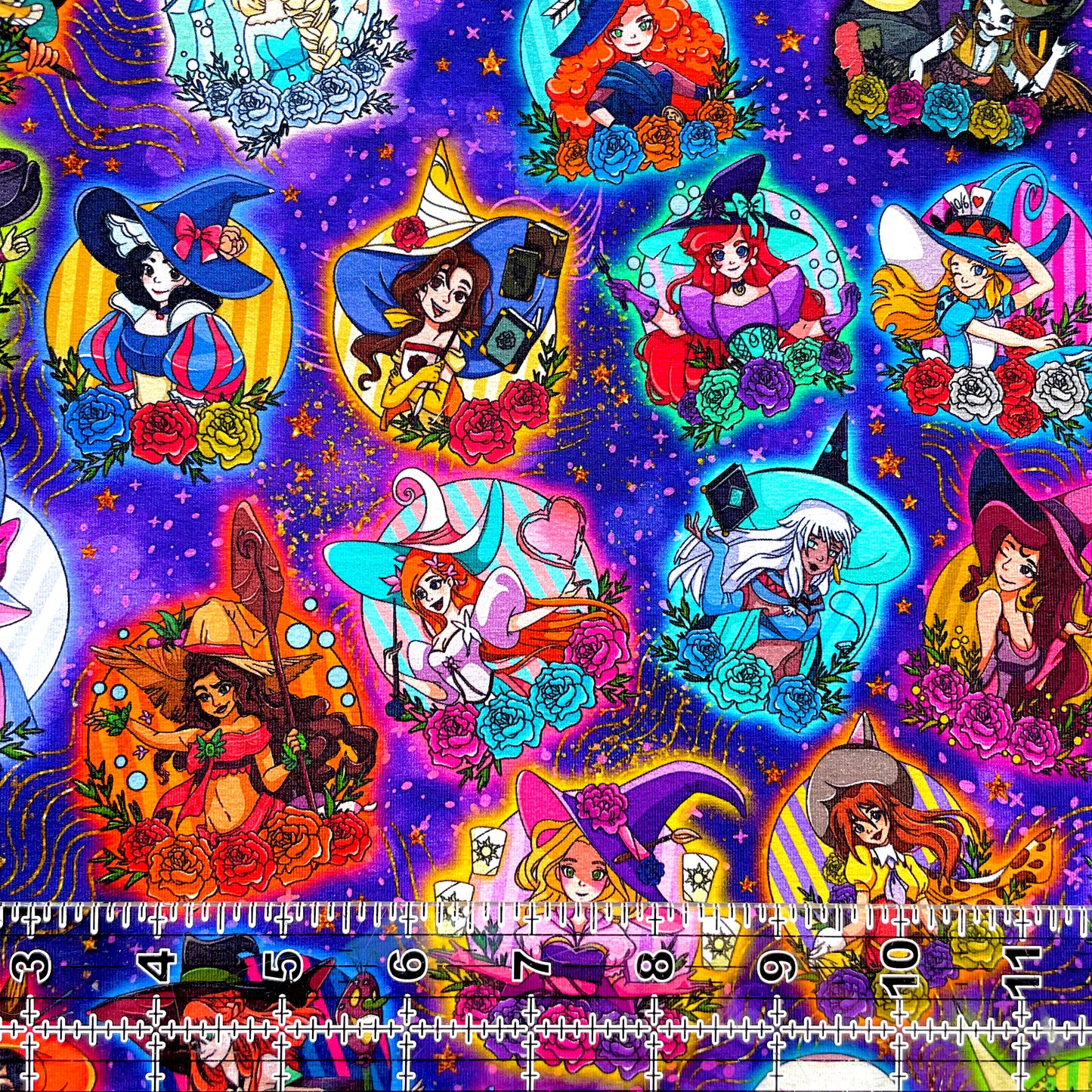 9x14 Tumbler Cut, Custom Fabric, CottonSpandex, High Quality, Mask Cut, Tumbler Fabric, Princess, Purple Witches, SNC