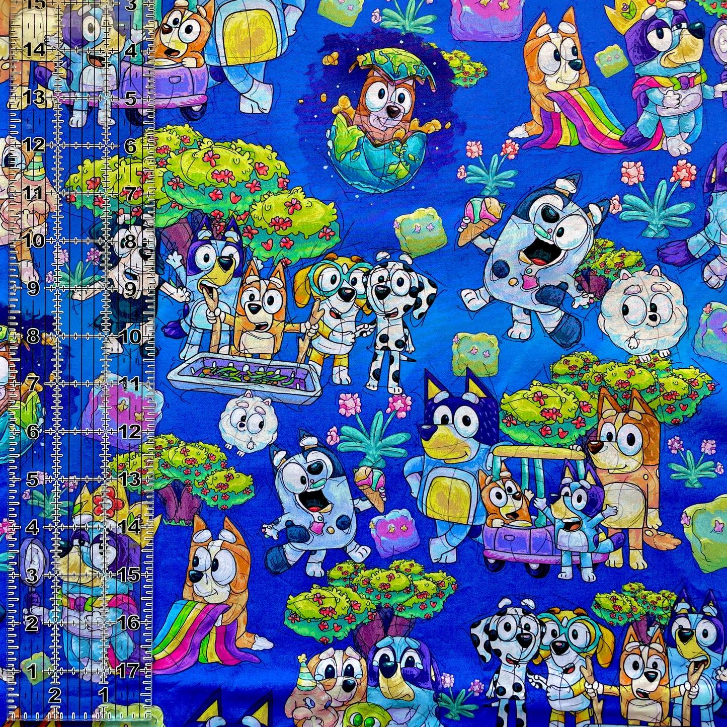 9x14 Tumbler Cut, Custom Fabric, CW Cotton Woven, High Quality, Mask Cut, Tumbler Fabric, New Bluey, Large Scale, Fun, Blue Heelers