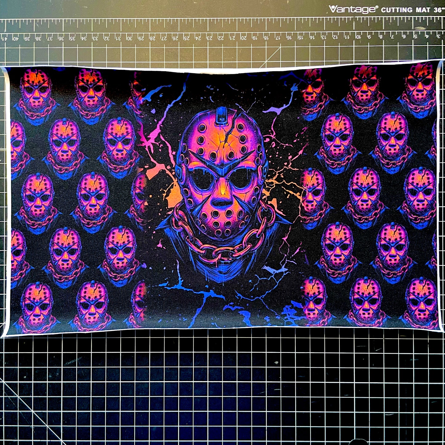 9x14 Tumbler Cut, Custom Fabric, CottonSpandex, High Quality, Halloween, Mask Cut, Killers, Tumbler Fabric, Horror, Killer, Neon, Jason, Precut