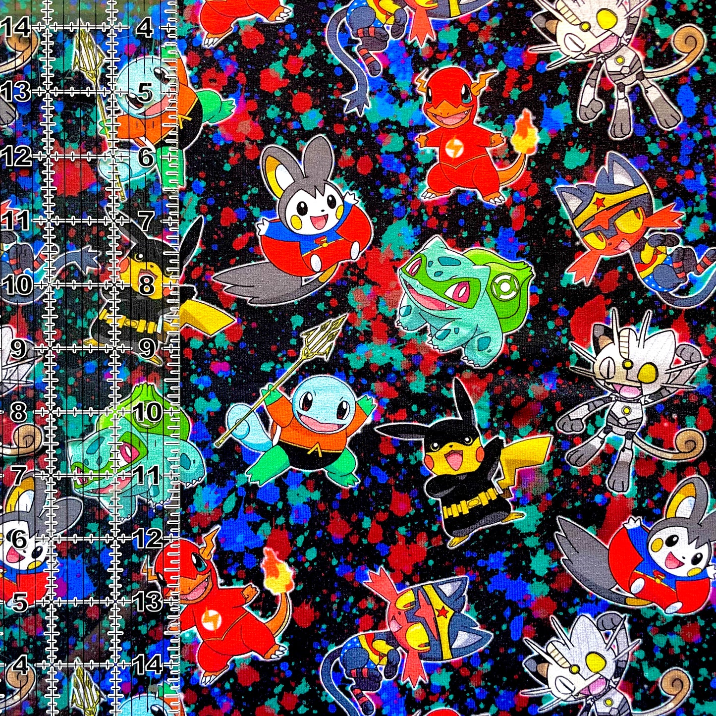 9x14 Tumbler Cut, Custom Fabric, CottonSpandex, High Quality, Mask Cut, Tumbler Fabric, Anime, Gamer, Characters, Poke Heroes, Superhero