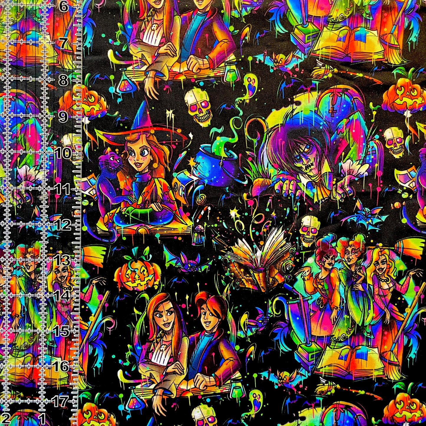 9x14 Tumbler Cut, Custom Fabric, CW Cotton Woven, High Quality, Mask Cut, Tumbler Fabric, Witch, Hocus, Spell, Pocus, Halloween, MKD, Spellbound, Black