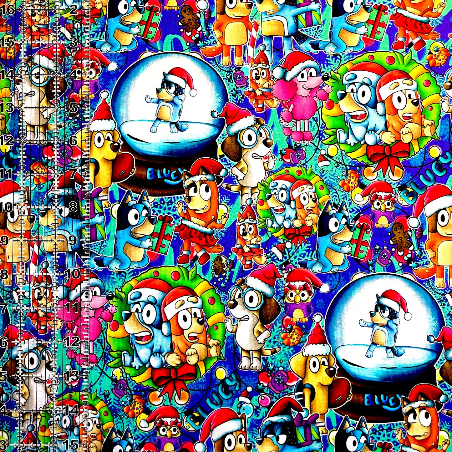 9x14 Tumbler Cut, Custom Fabric, CottonSpandex, High Quality, Mask Cut, Tumbler Fabric, Christmas, Xmas Bluey