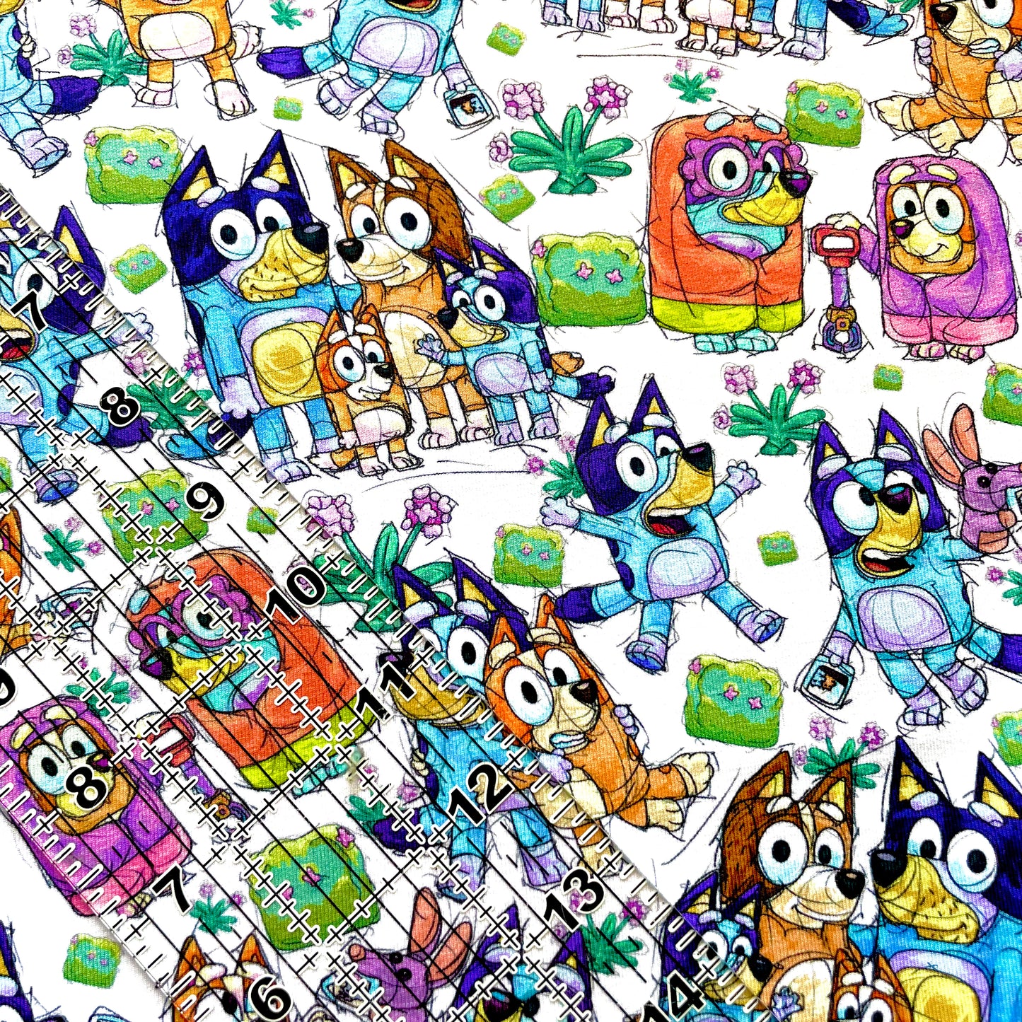 9x14 Tumbler Cut, Custom Fabric, CottonSpandex, High Quality, Mask Cut, Tumbler Fabric, Disney Pups, Blue Dogs, White