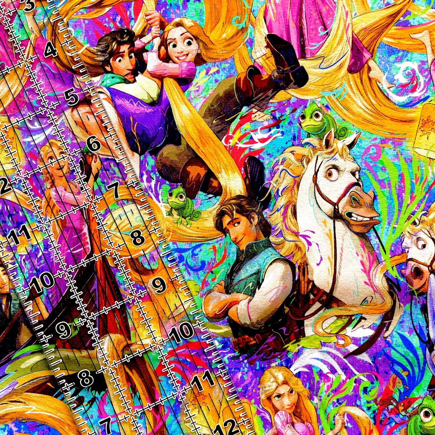 9x14 Tumbler Cut, Custom Fabric, CottonSpandex, High Quality, Mask Cut, Tumbler Fabric, Disney, Cartoons, Princess, Rapunzel, Golden Hair, Artistic OSP