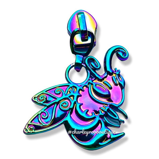 Zipper Pull, Large Bee, Cute, Rainbow