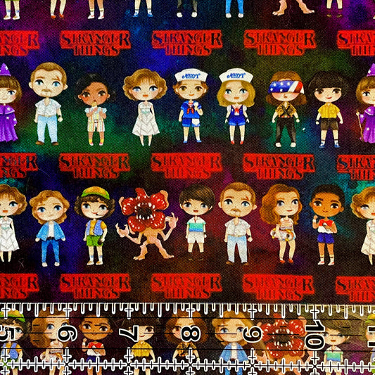 9x14 Tumbler Cut, Custom Fabric, CW Cotton Woven, High Quality, Mask Cut, Tumbler Fabric, TV Show, Strange Friends, Halloween, Horror, Don’t Lie, Rows