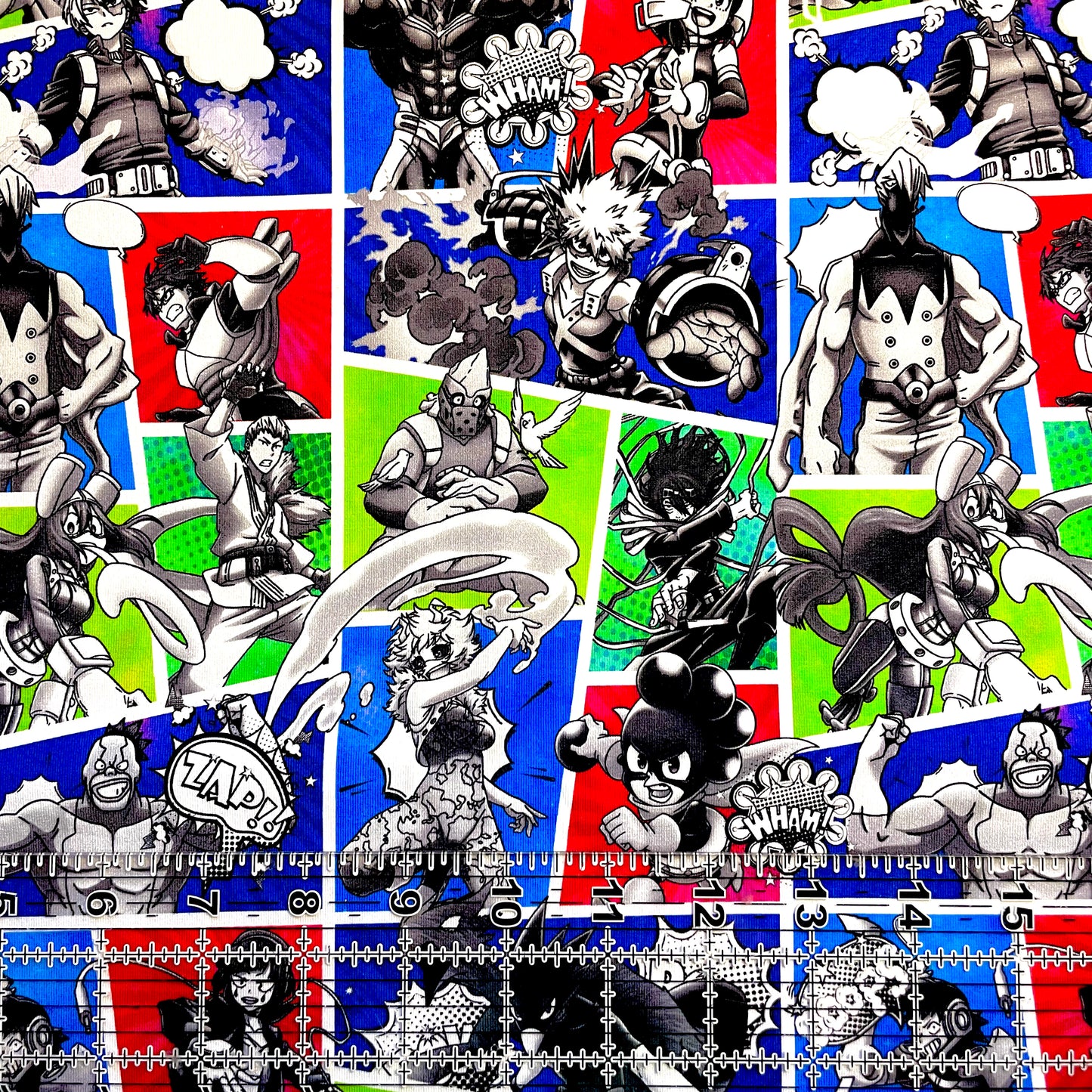 9x14 Tumbler Cut, Custom Fabric, CottonSpandex, High Quality, Mask Cut, Tumbler Fabric, Anime, Monochrome, Hero, Color Blocks, Academia