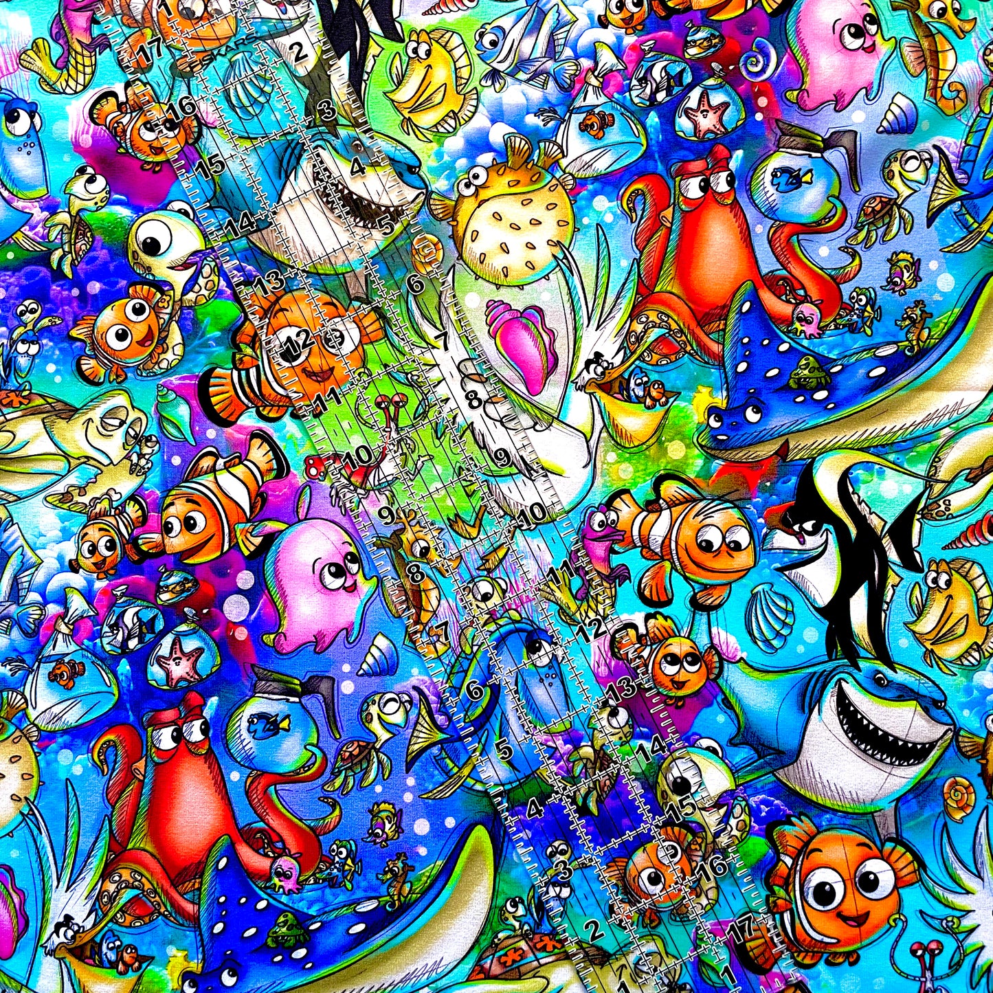 9x14 Tumbler Cut, Custom Fabric, CottonSpandex, High Quality, Mask Cut, Tumbler Fabric, Disney, Nemo and Friends, Fish Friends, Summer, Dory, New OSP Large