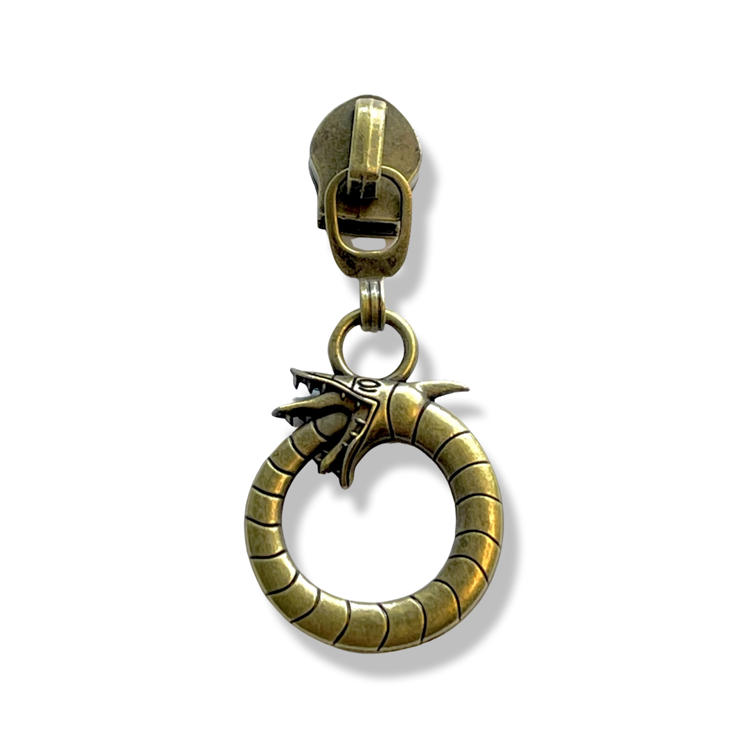 Zipper Pull, Round Sandsnake, BJ, Antique Bronze