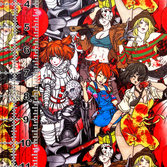 9x14 Tumbler Cut, Custom Fabric, CottonSpandex, High Quality, Mask Cut, Tumbler Fabric, Sexy, Girls, Halloween, Horror Pinup