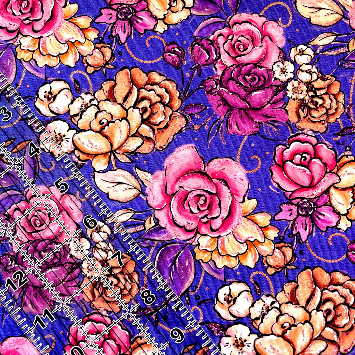 9x14 Tumbler Cut, Custom Fabric, CottonSpandex, High Quality, Mask Cut, Tumbler Fabric, Blushing Floral, Purple, Beautiful