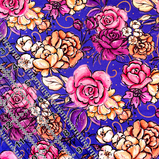 9x14 Tumbler Cut, Custom Fabric, CottonSpandex, High Quality, Mask Cut, Tumbler Fabric, Blushing Floral, Purple, Beautiful