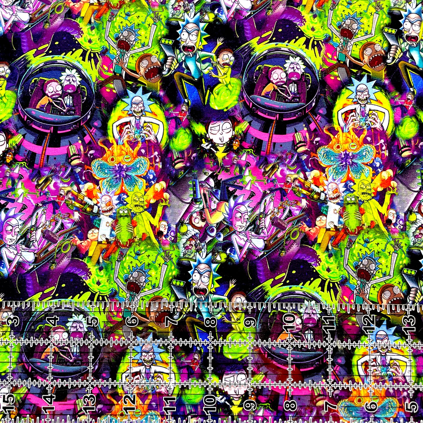 9x14 Tumbler Cut, Custom Fabric, CottonSpandex, High Quality, Mask Cut, Tumbler Fabric, Rick, R&M, Pink, Green, Spaceship