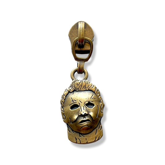 Zipper Pull, Michael Mask, Horror, Antique Bronze