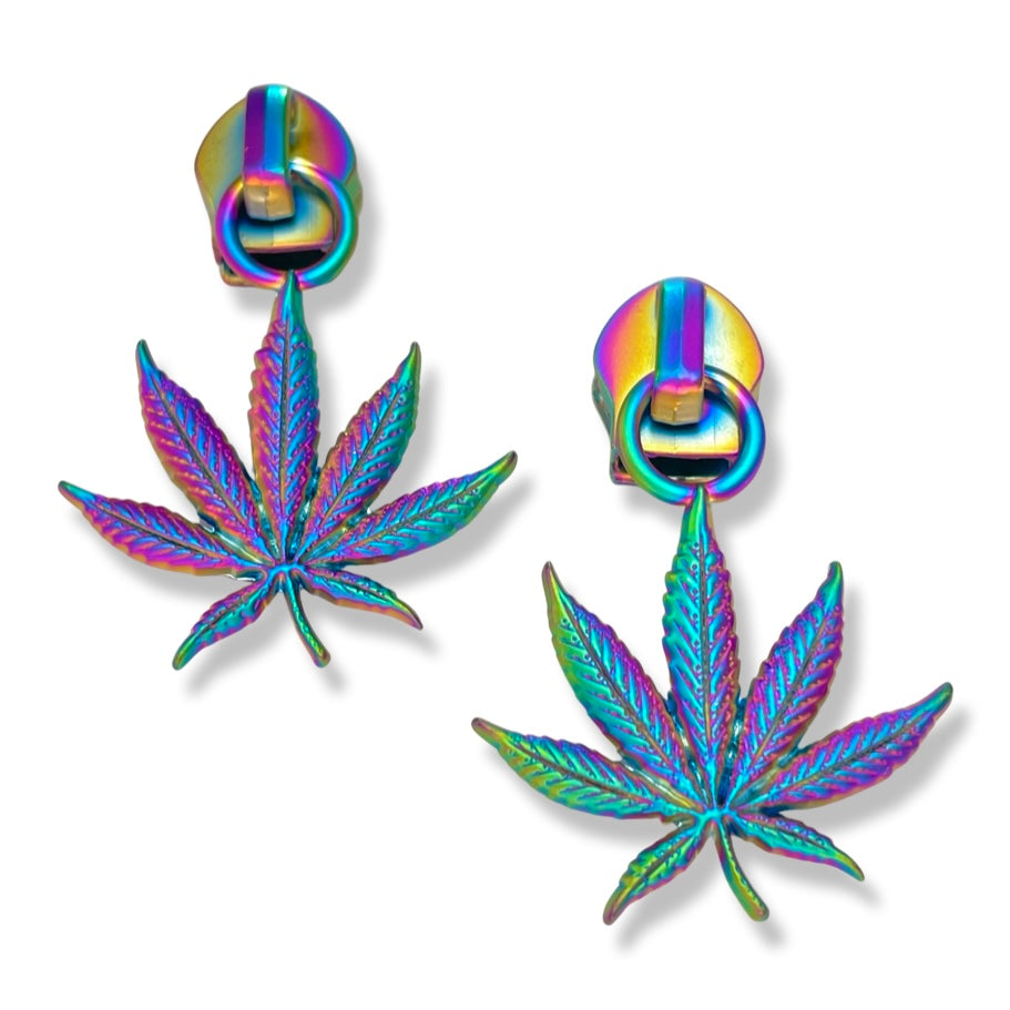 Zipper Pull, Weed, Pot Leaf, Marijuana, Rainbow Matte