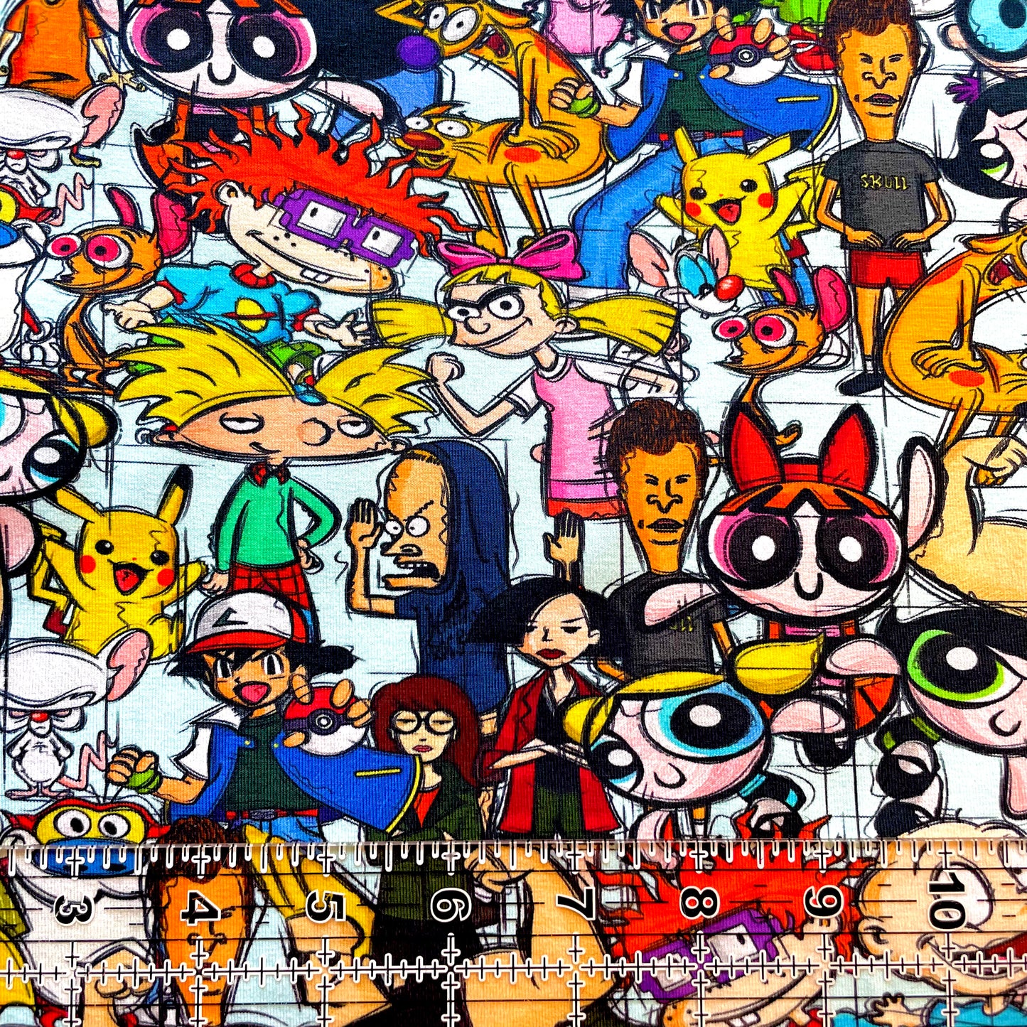 9x14 Tumbler Cut, Custom Fabric, CottonSpandex, High Quality, Mask Cut, Tumbler Fabric, Classic Cartoons, SNC, 90s Toon Throwback