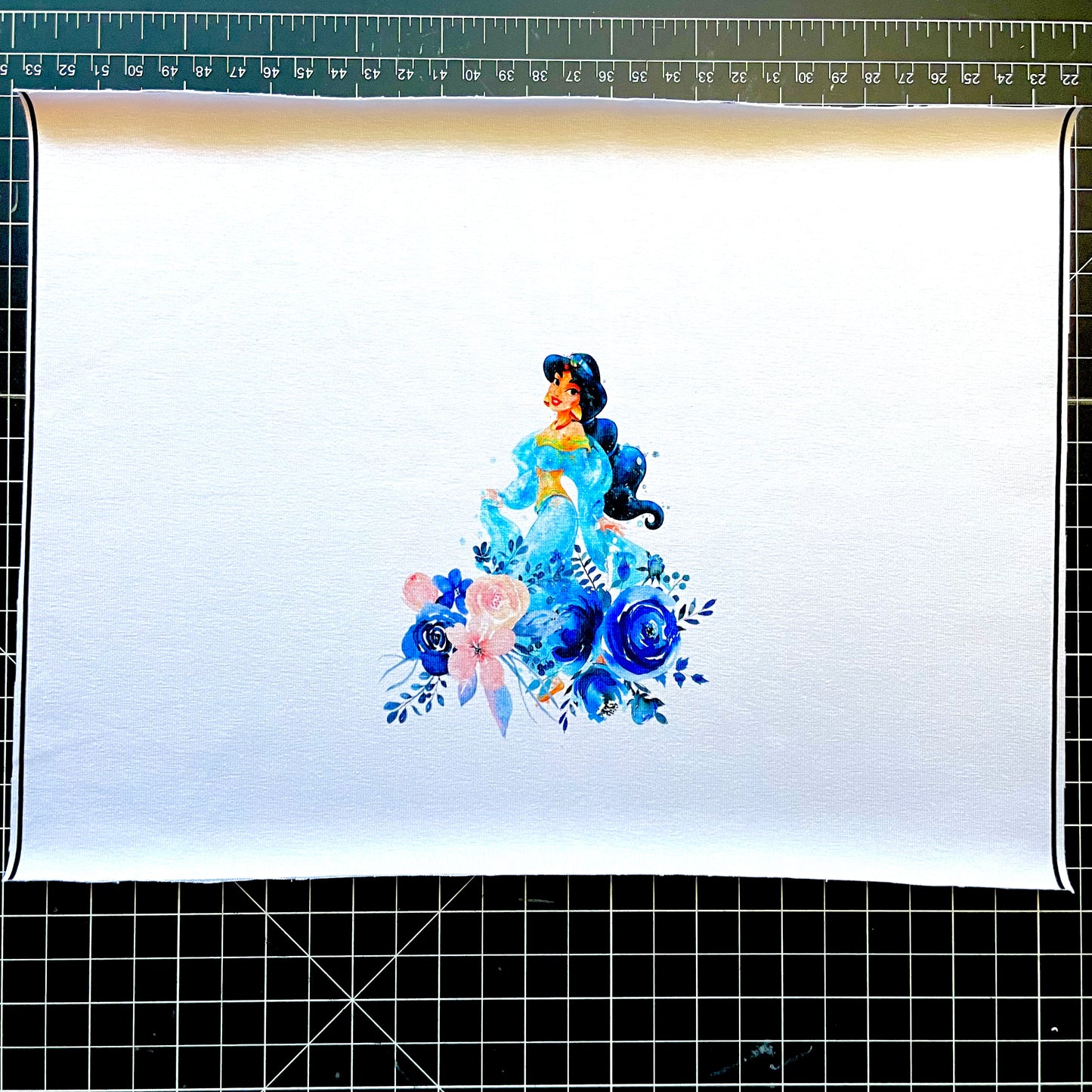 **9x12** Tumbler Cut, Custom Fabric, CottonSpandex, High Quality, Princess, Jasmine, White, Precut